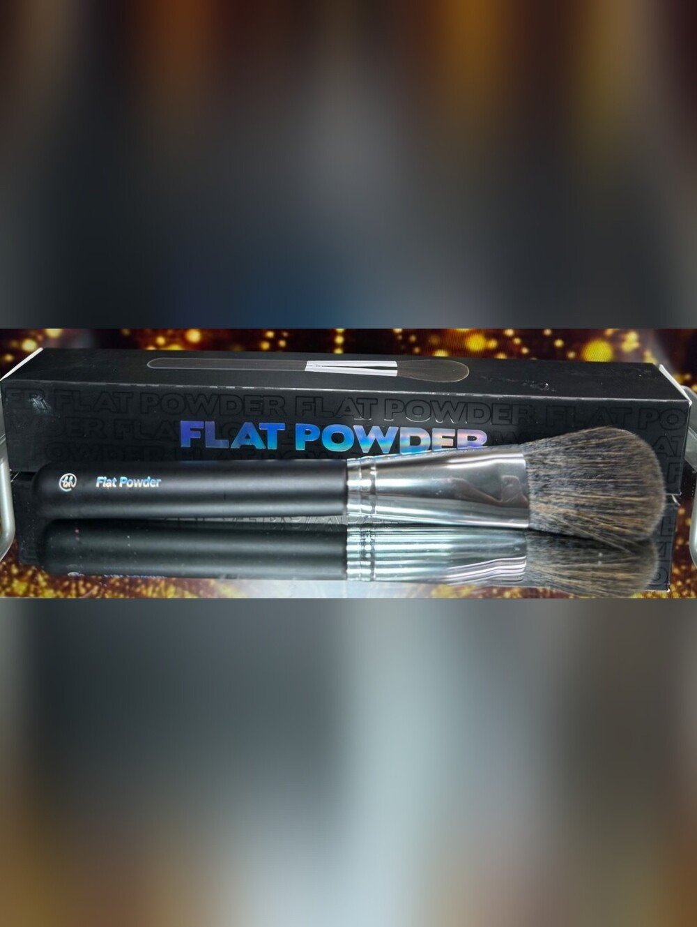 Bh Cosmetics'FLAT POWDER' Cosmetics Brush - Black & Silver NIB